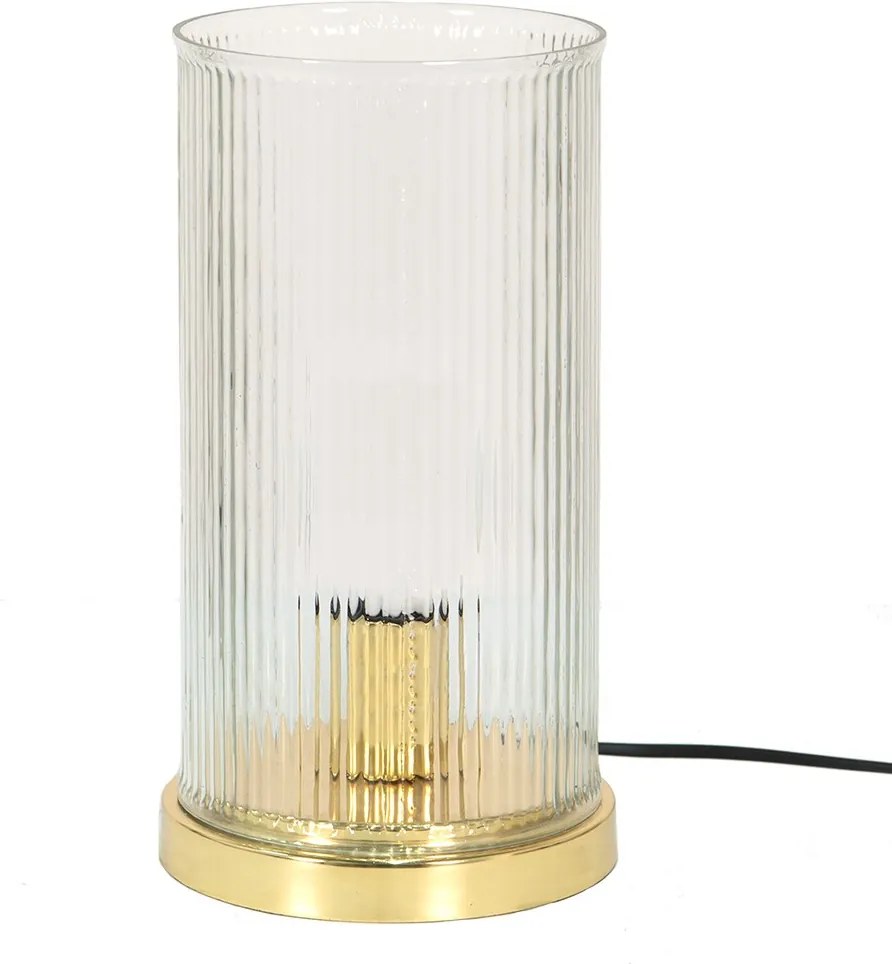 Zlatá stolná lampa se skleněným stínidlem - Ø 15*27 cm E27/max 1*40W