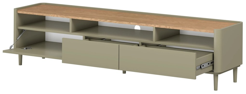 TV stolík Elivo 200 cm na nožičkách - eukalyptus / dub baltic dune