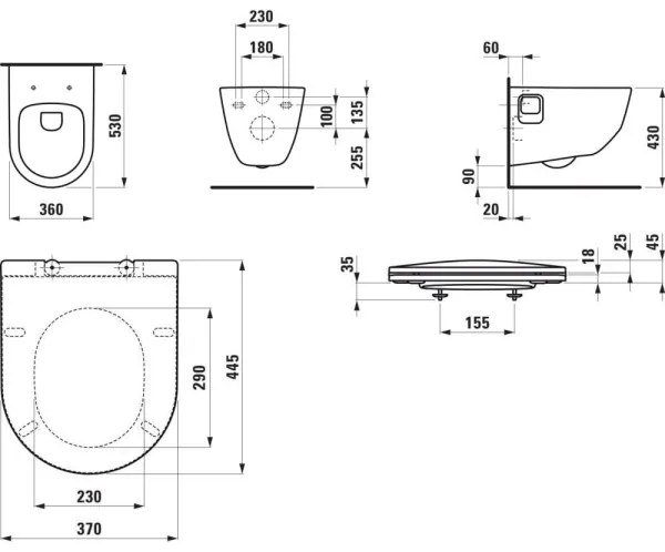 LAUFEN H8669540000001 - Závesné WC PRO + WC sedadlo SoftClose PRO