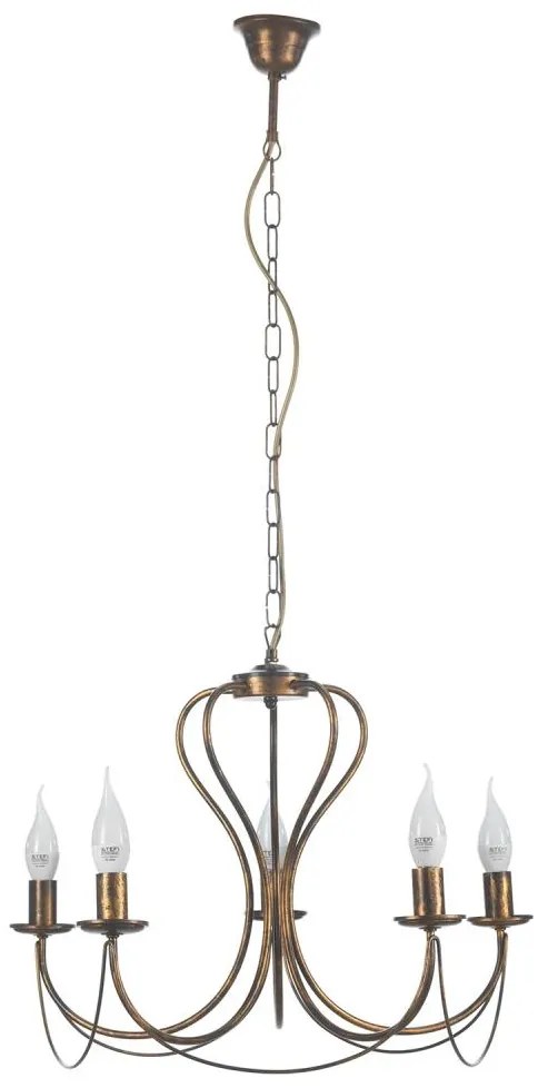 ONLI - Luster na reťazi CANDELA 5xE14/6W/230V bronzová