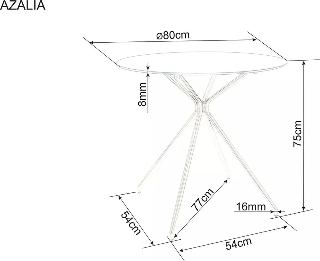 Jedálenský stôl Azalia 80 cm číry/zlatý
