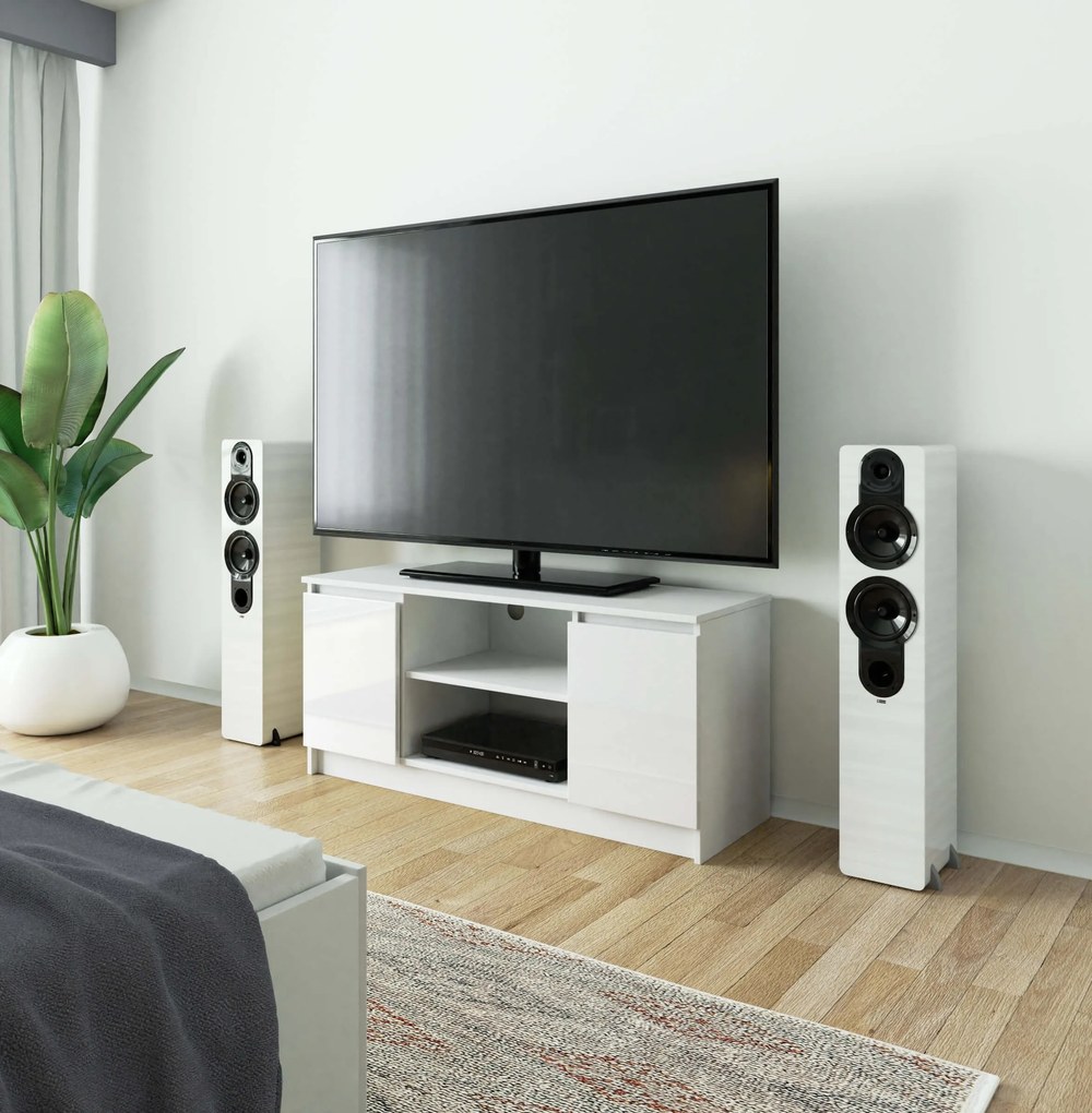 TV stolík Darian (biely vysoký lesk). Akcia -20%. Vlastná spoľahlivá doprava až k Vám domov. 1068714
