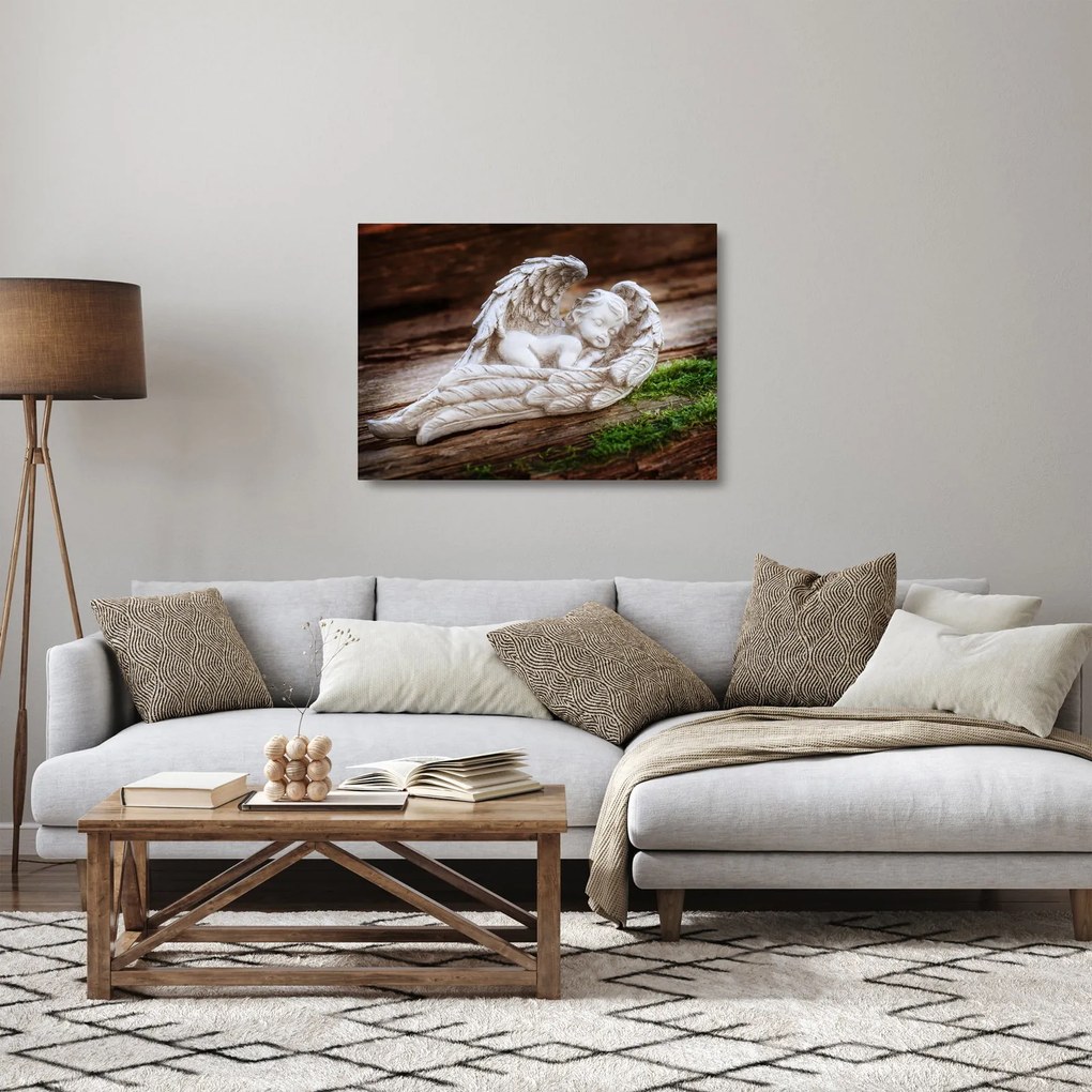 Sklenený obraz - Spiaci anjelik (70x50 cm)