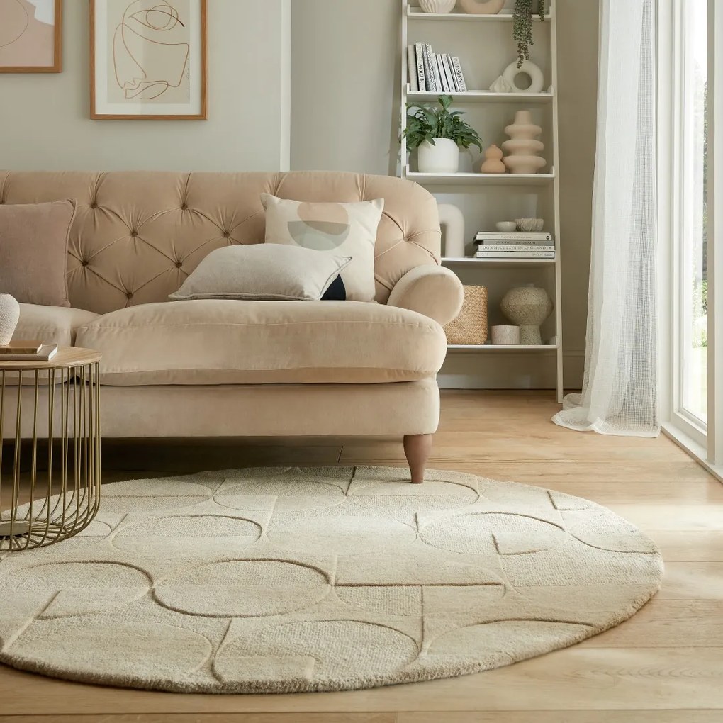 Flair Rugs, Kusový koberec Moderno Gigi Natural kruh, 160x160 (priemer) kruh, béžová, obývacia izba