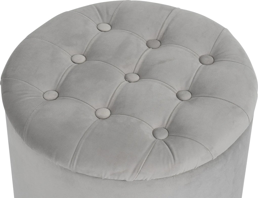 Noela Zamatový puf s úložným priestorom DORI sivý