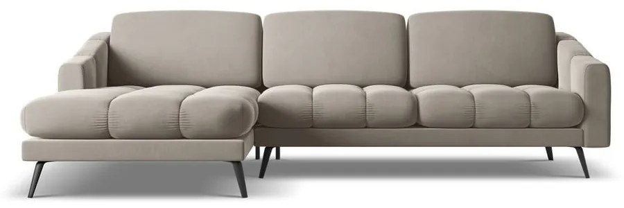 Béžová zamatová rohová pohovka (ľavý roh) Nalu – Makamii