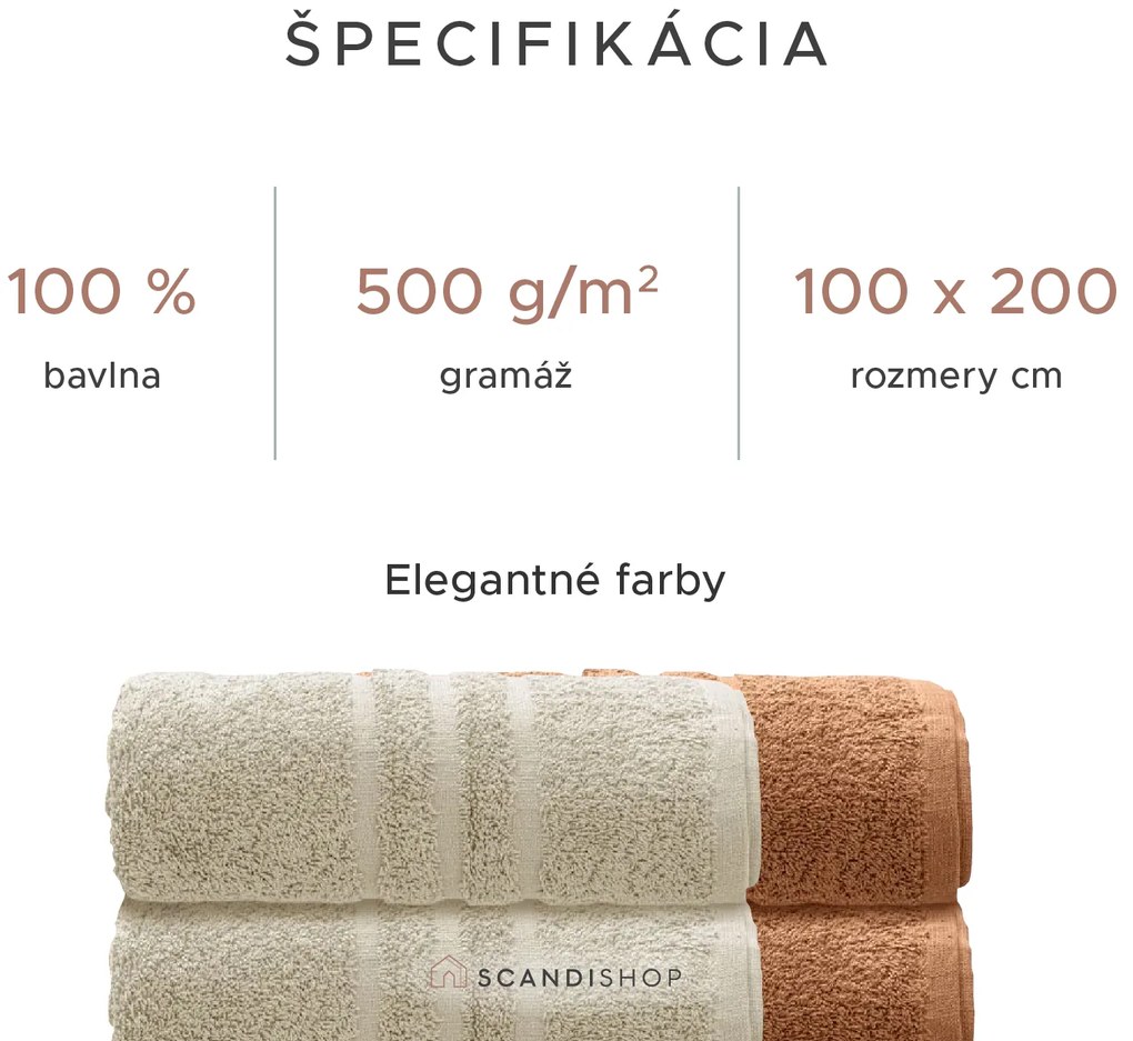 Osuška Comfort Maxi 100x200 cm krémová, 100% bavlna