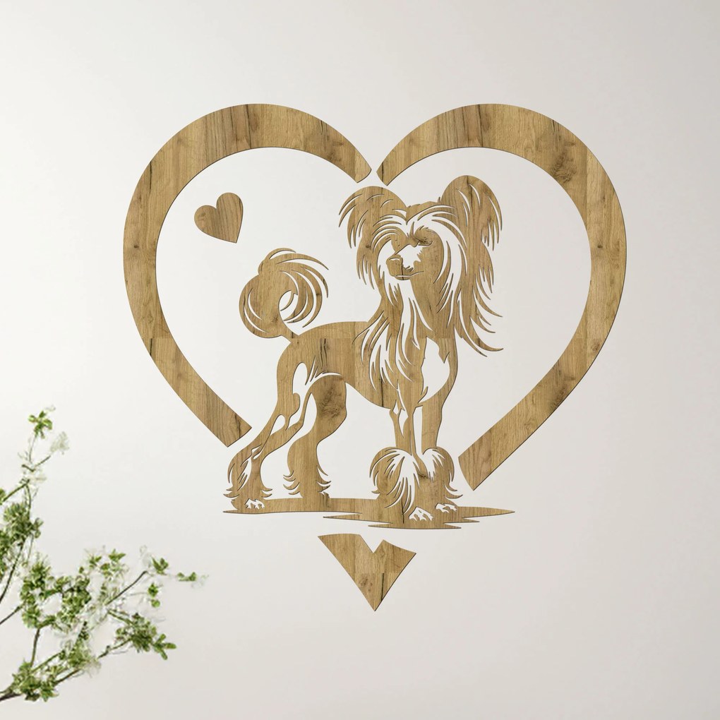 dřevo života Drevený obraz Čínskeho chocholatého psa Rozmery - cm: 39x40, Zvoľte farbu dekoru: Čierna