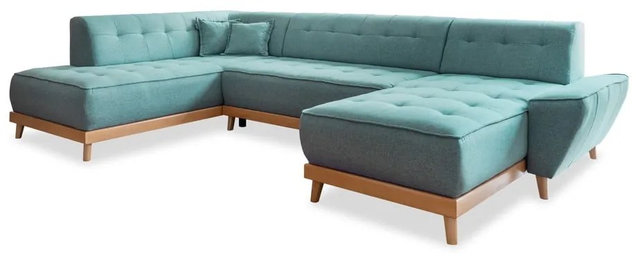 Tyrkysovomodrá rozkladacia rohová pohovka (ľavý roh/do tvaru "U") Dazzling Daisy – Miuform
