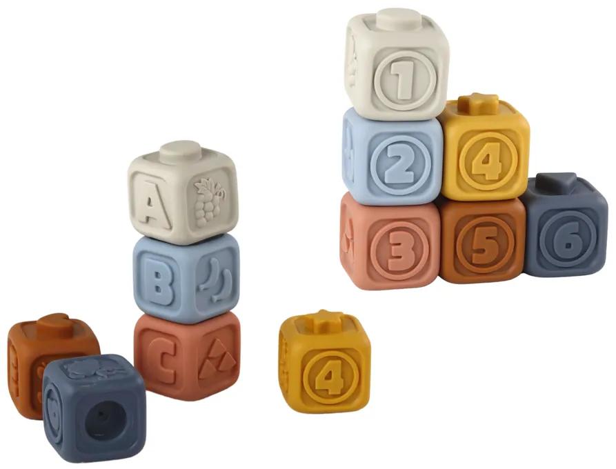 Lean Toys Náučná sada gumených kociek a pyramídy pre najmenších
