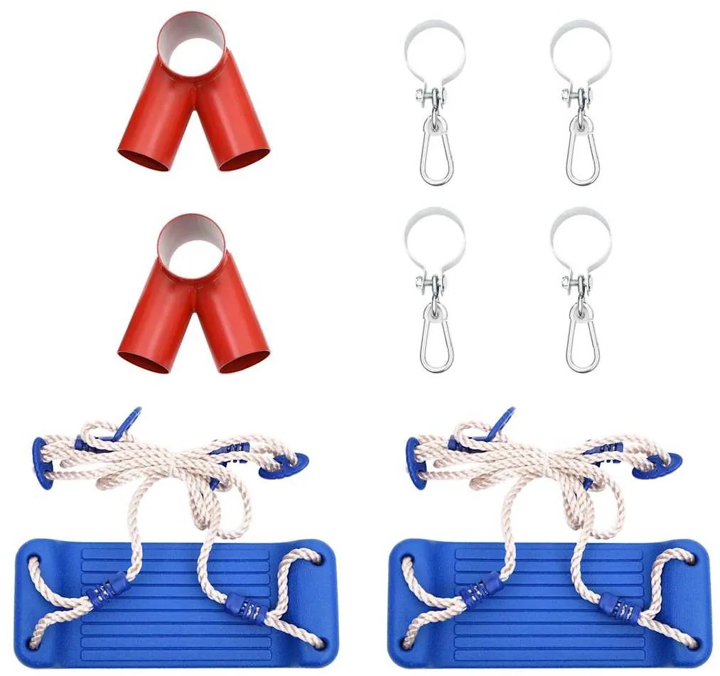 Sedadlá na hojdačku s lanami 2 ks modré 38x16 cm polyetylén