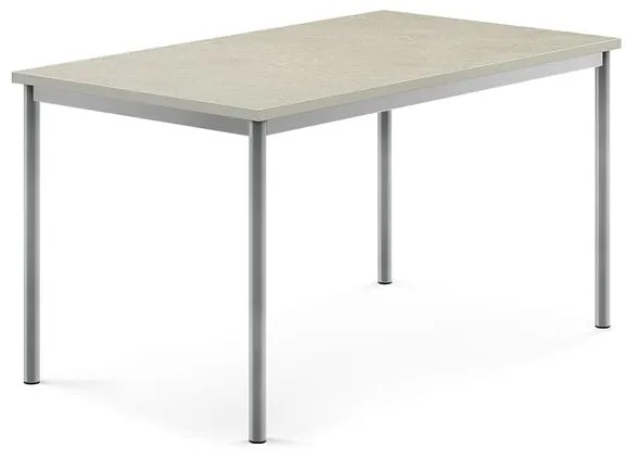 Stôl SONITUS, 1400x800x720 mm, linoleum - svetlošedá, strieborná