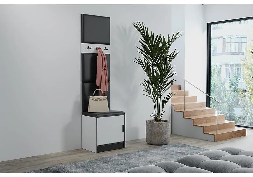 Predsieňový nábytok Roj 10 biely + Madryt 1100 ekokoža čierna