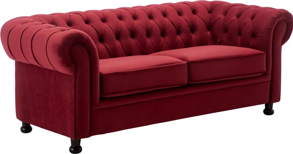 Pohovka Chesterfield, červená látka