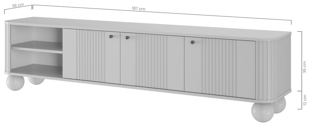 TV stolík Vespera 3D 187 cm - kašmírová / zlatá / kašmírové nohy