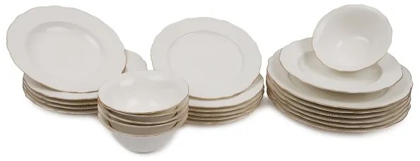 24-dielna jedálenská súprava, biela/zlatá, porcelán