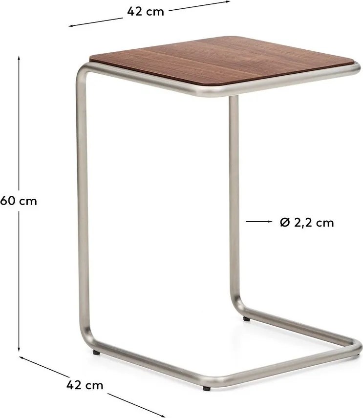 Odkladací stolík v dekore orecha 42x42 cm Tarsel – Kave Home