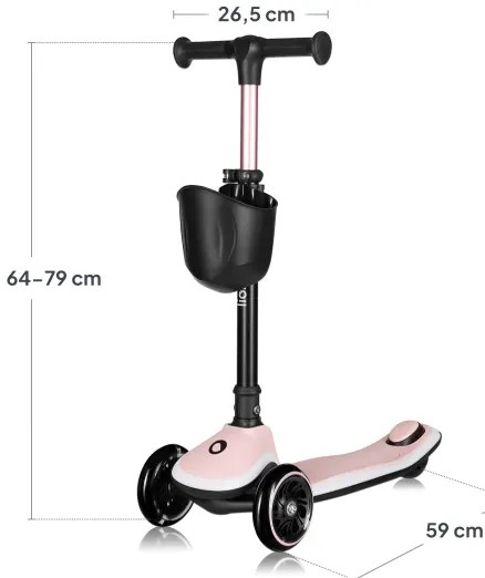 Lionelo - Detská kolobežka MEY 3xAAA Ružová