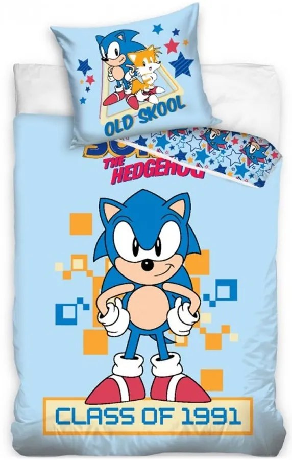 Súprava posteľnej bielizne Ježko Sonic - retro motív Class of 1991 - 100% bavlna - 70 x 90 cm + 140 x 200 cm