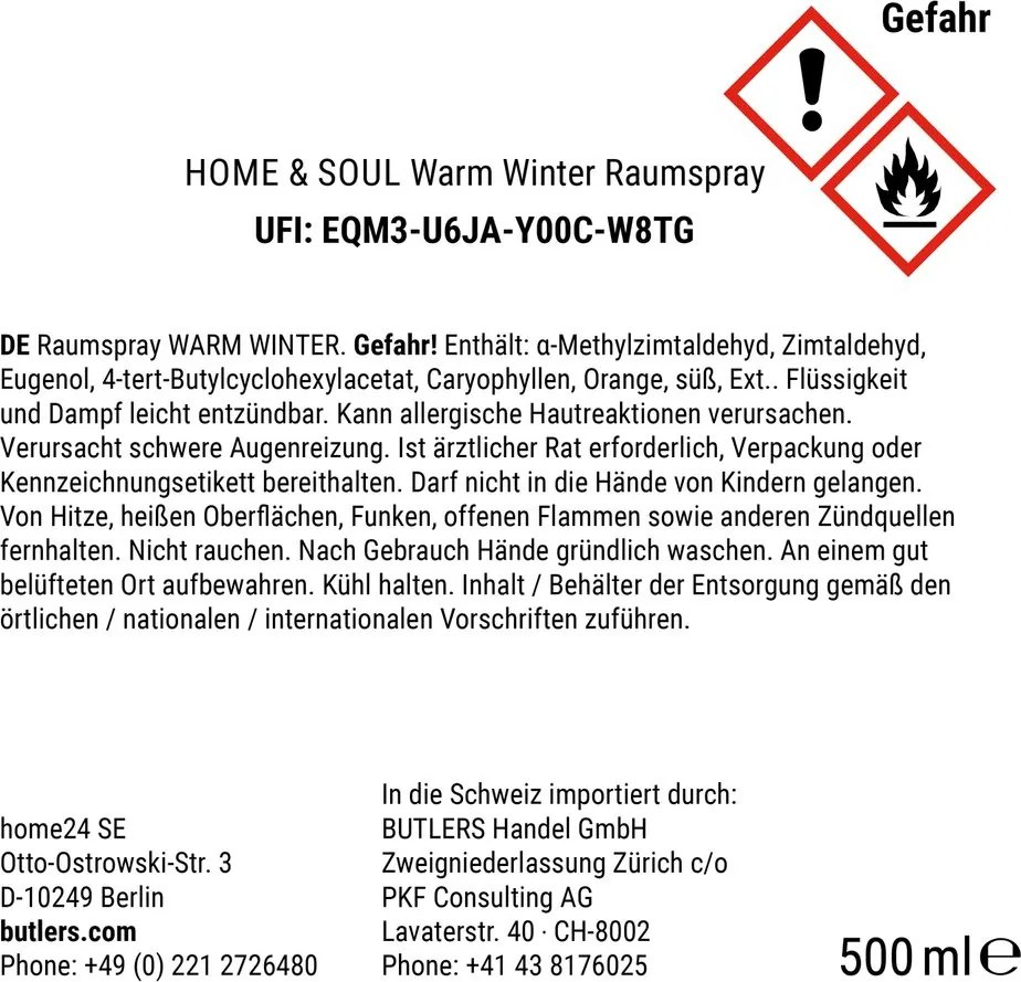 HOME & SOUL Vôňa do bytu vo spreji Warm Winter 500 ml