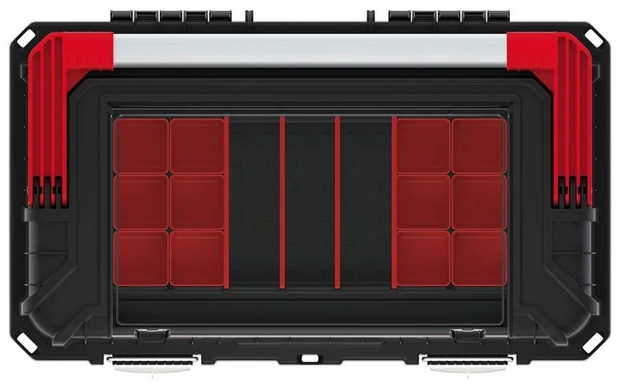 Kufor na náradie s kovovým držadlom a zámkami 58,5 × 36 × 33,7 cm, s organizérom, čierna
