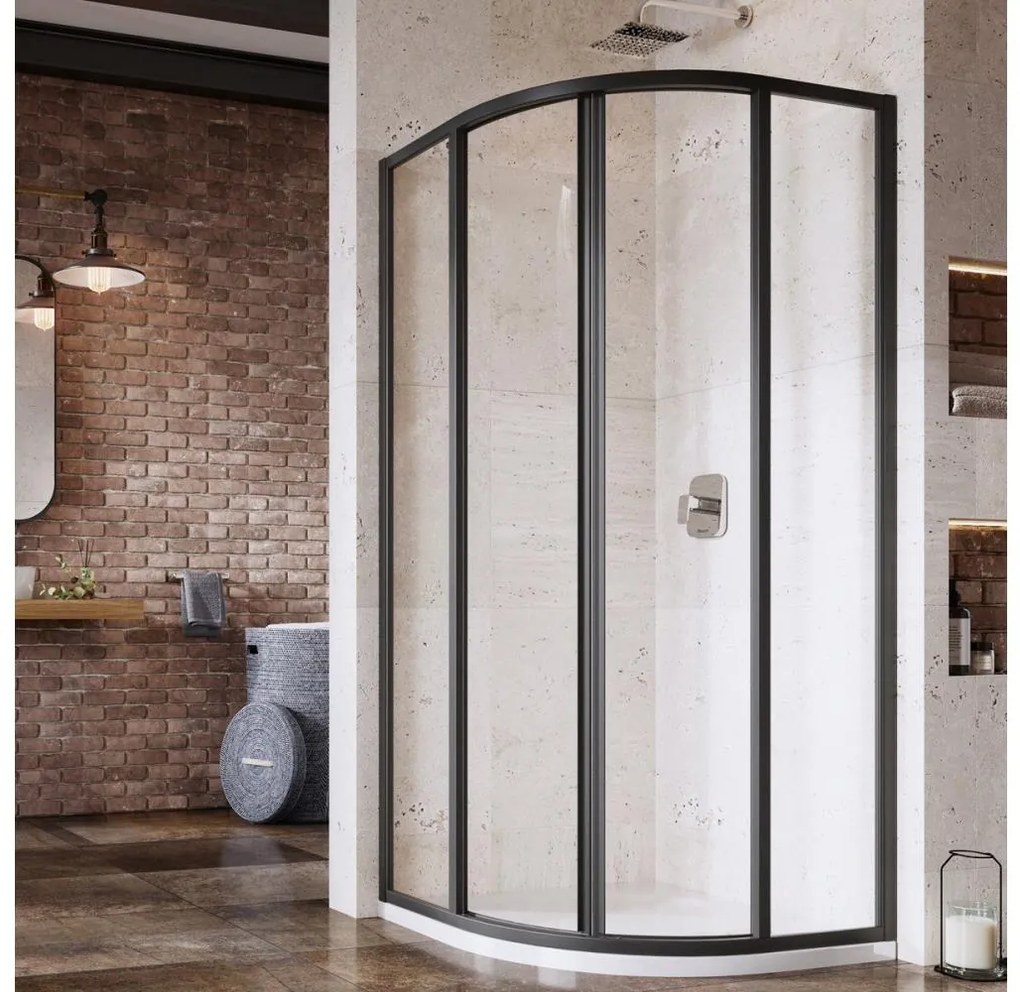 Ravak 3114O302Z1 - Sprchový kút štvordielny štvrťkruhový SUPERNOVA 80x80 cm čierny