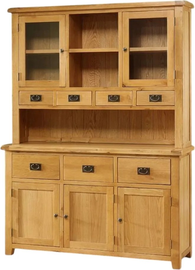 Komoda s vitrínou - široká príborníková zostava 2ks, 155x47x204 cm