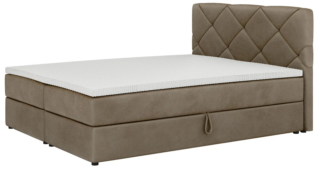 Manželská posteľ Boxspring 160x200 cm Karum Comfort (svetlohnedá) (s roštom a matracom). Vlastná spoľahlivá doprava až k Vám domov. 1056034