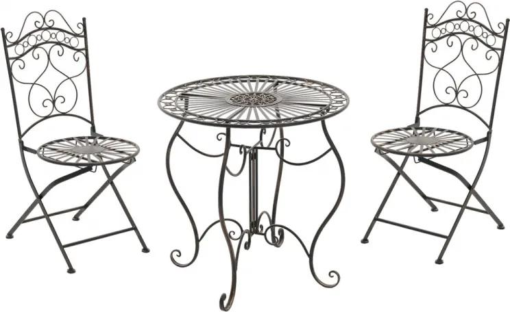 Súprava kovových stoličiek a stola G11784335 (SET 2+1)  Farba Bronzová