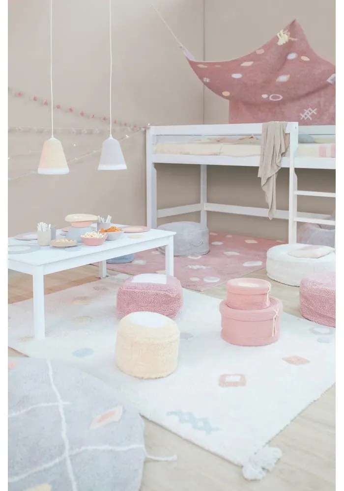 Ružový prateľný ručne tkaný bavlnený detský koberec 140x200 cm Noah – Lorena Canals