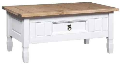 vidaXL Konferenčný stolík biely 100x60x45 cm mexická borovica Corona Range-