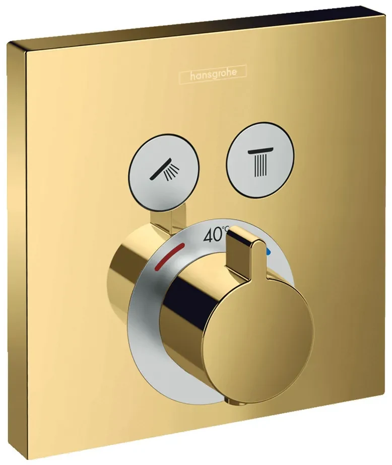 Hansgrohe Shower Select, termostatická batéria pod omietku na 2 spotrebiče, leštený vzhľad zlata, HAN-15763990