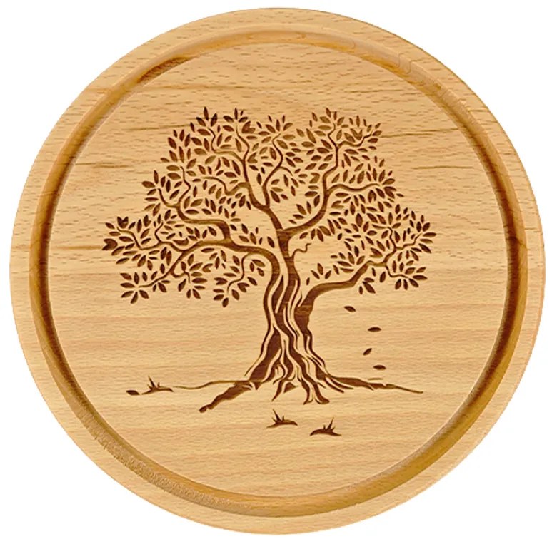 AMADEA Drevená servírovacia doštička - podnos strom, masívne drevo, 20 cm