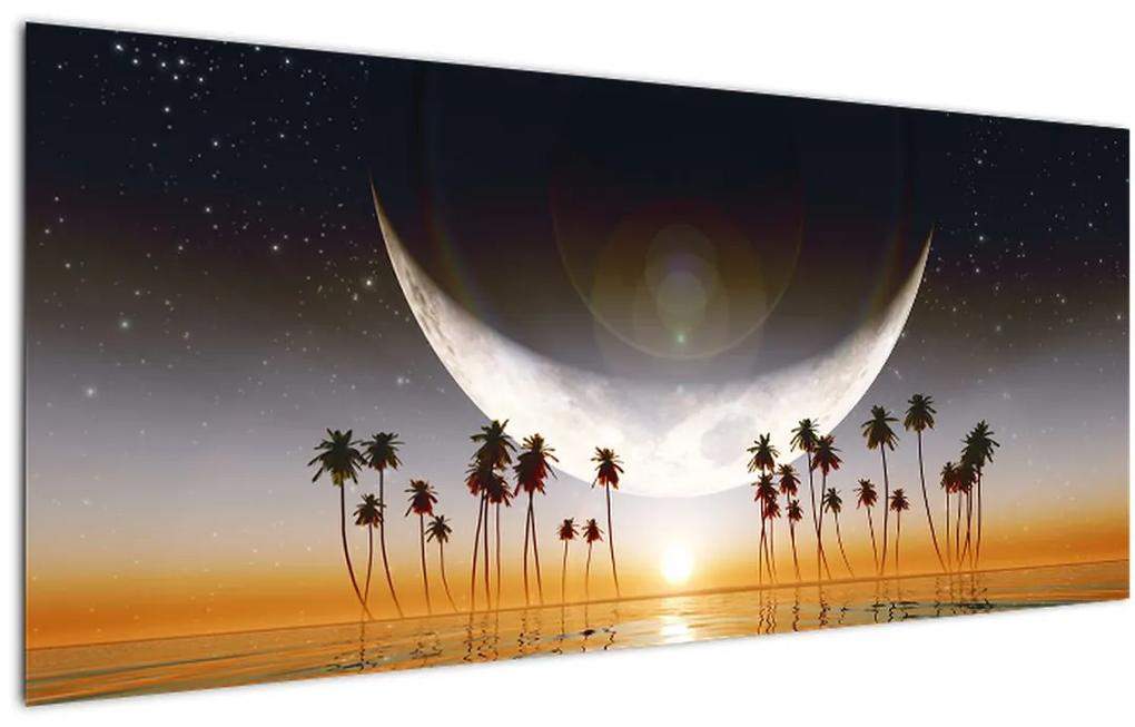 Obraz - Mesiac nad palmami (120x50 cm)