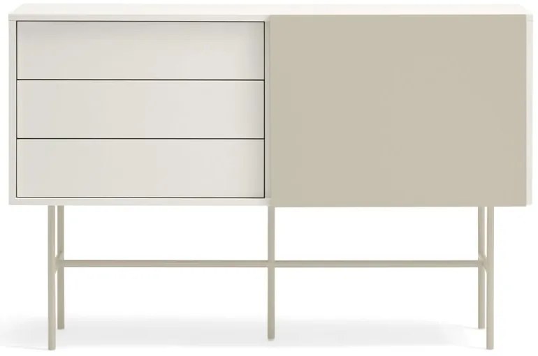 Béžovo-krémová nízka komoda s posuvnými dverami 140x91 cm Nube – Teulat