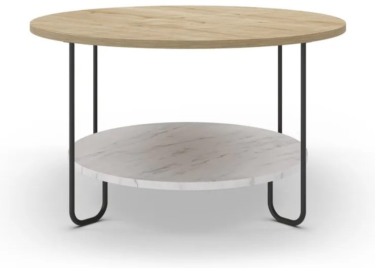 Okrúhly konferenčný stolík s doskou v dubovom dekore v prírodnej farbe ø 80 cm Tonka – Marckeric
