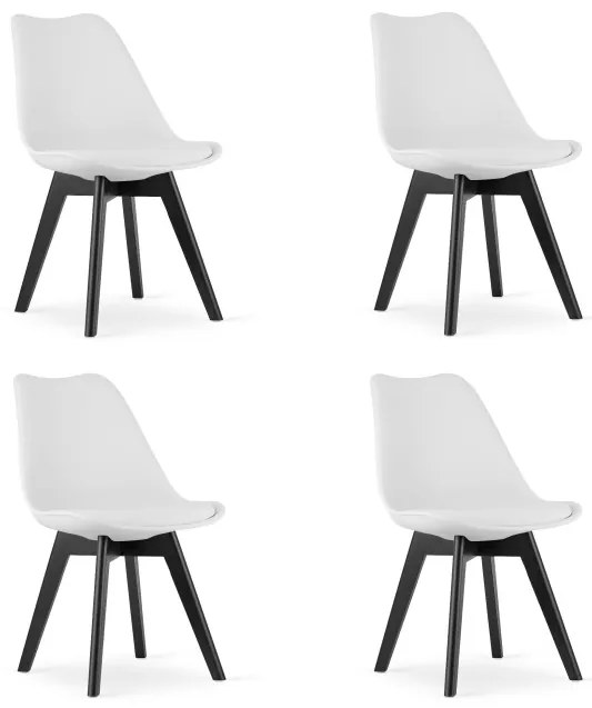 Set štyroch jedálenských stoličiek MARK biely - čierne nohy (4 ks)