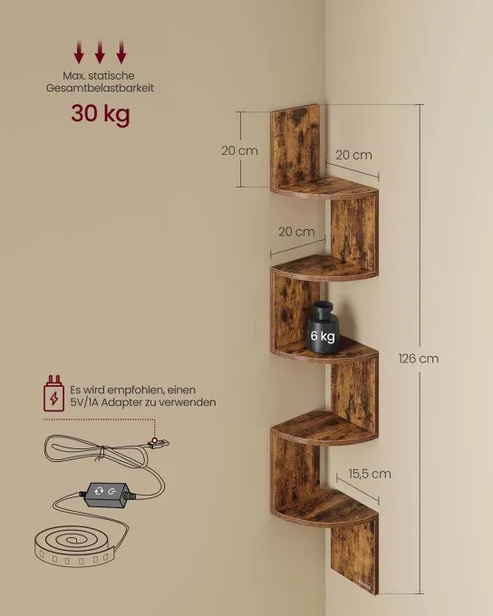 Rohová polica s LED osvetlením LBC630K01