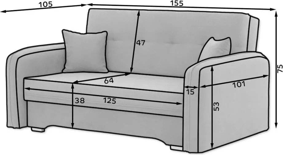 Tmavosivá ženilková rozkladacia/s úložným priestorom pohovka 155 cm Laine – ELTAP