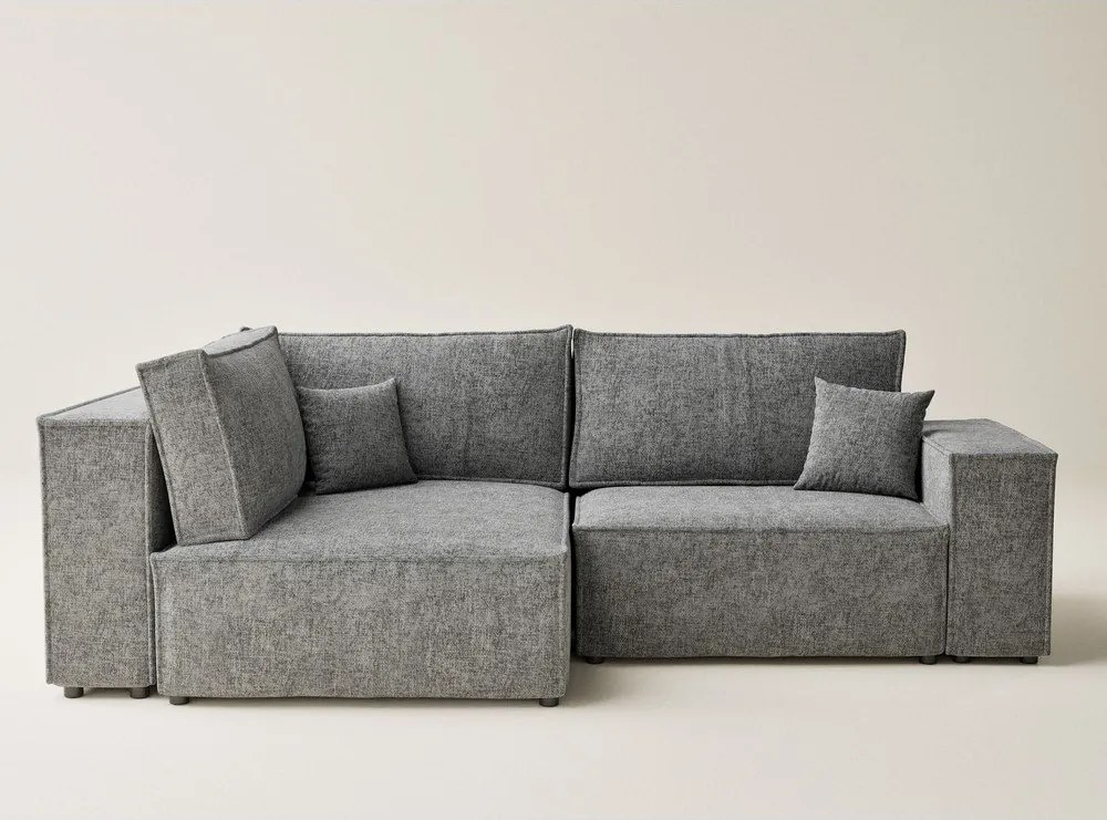 Sivá ženilková rozkladacia/s úložným priestorom rohová pohovka (ľavý roh/do L) Tonga – Maison de Rêve