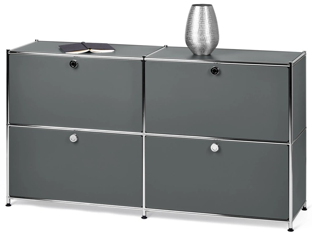 Odkladacia skrinka »CN3« so štyrmi výklopnými doskami, sivá