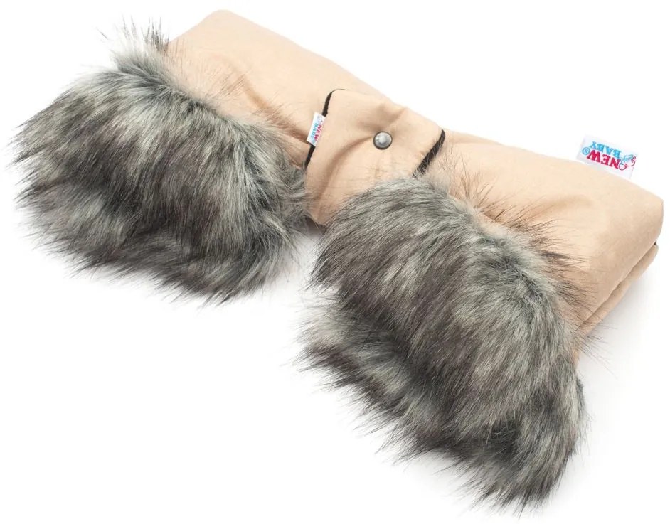 Rukávník na kočiar 2v1 New Baby s kožušinkou latte