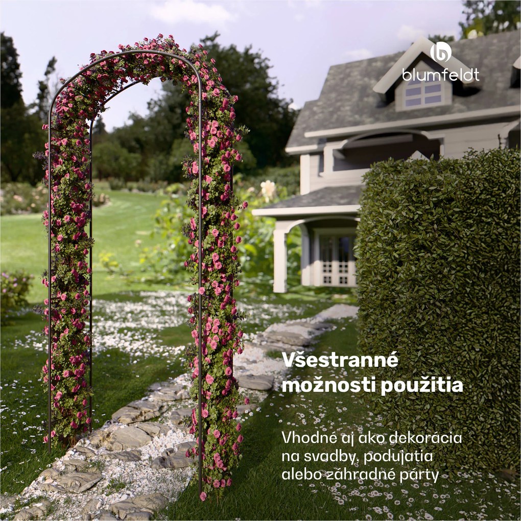 Blumfeldt FloraBelle Curve oblúk, ozdobné vzory listov, odolný voči poveternostným vplyvom, pomôcka na popínanie