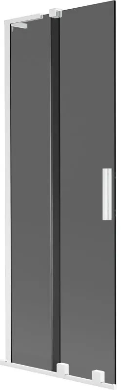 Mexen Velar L, 2-krídlová posuvná vaňová zástena 70 x 150 cm, 8mm šedé sklo, biela matná, 896-070-003-41-20
