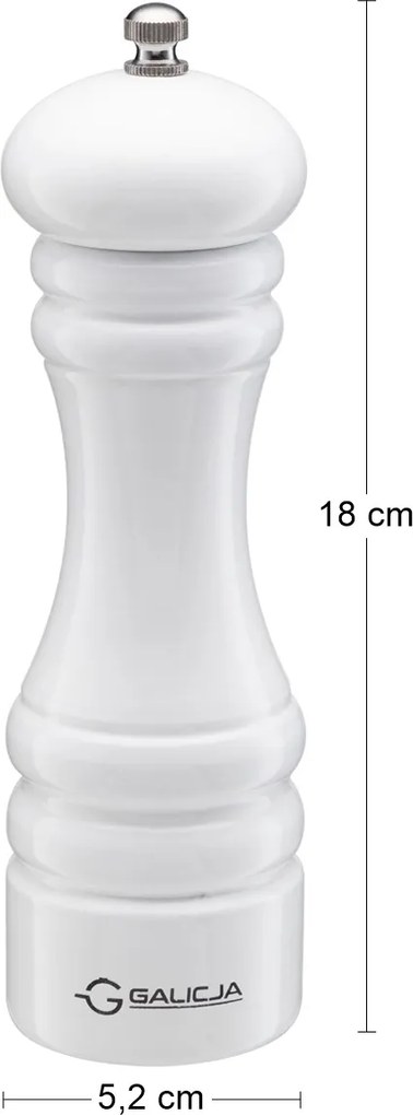 Mlynček na soľ a korenie Pedro 18 cm - biela