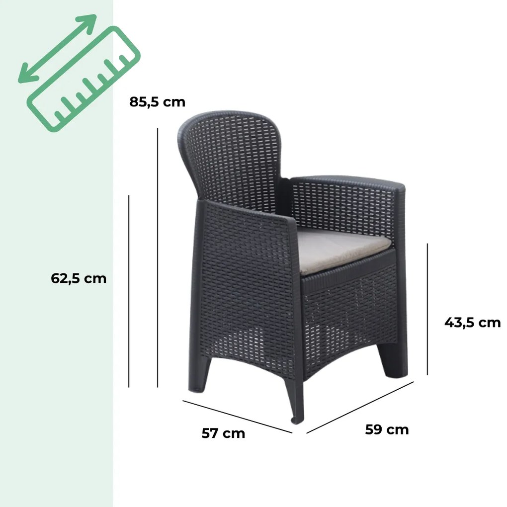 I.P.A.E-Progarden Záhradný set AKITA, 3-dielny, antracitová