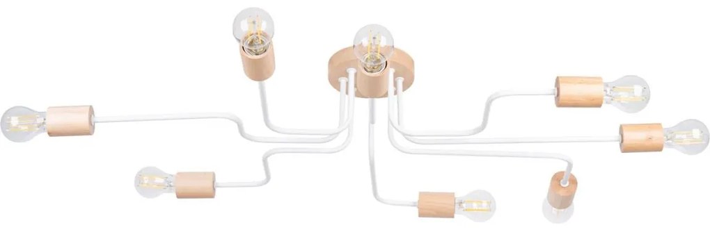 Sollux SL.1667 - Prisadený luster TIMBO 8xE27/15W/230V biela/béžová/buk
