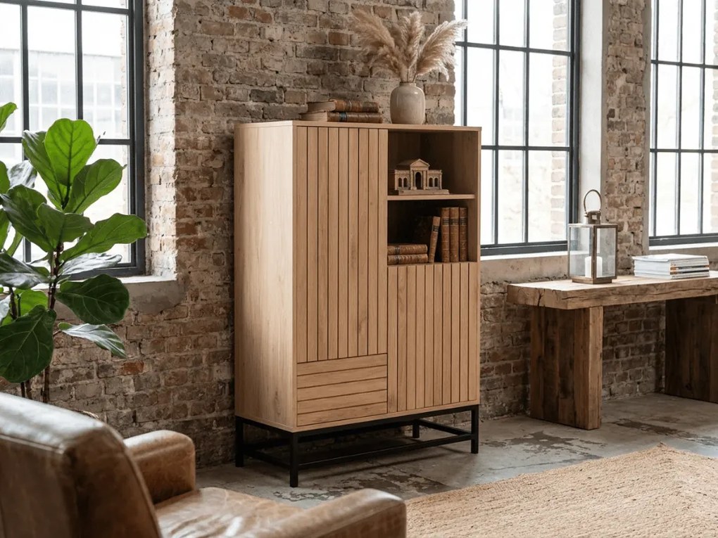 Vysoká komoda VALMOR 120x75 cm, dekor dub