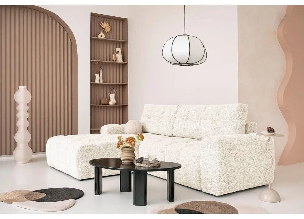 Krémová rozkladacia modulárna rohová pohovka s úložným priestorom (ľavý roh) Lulu – Miuform