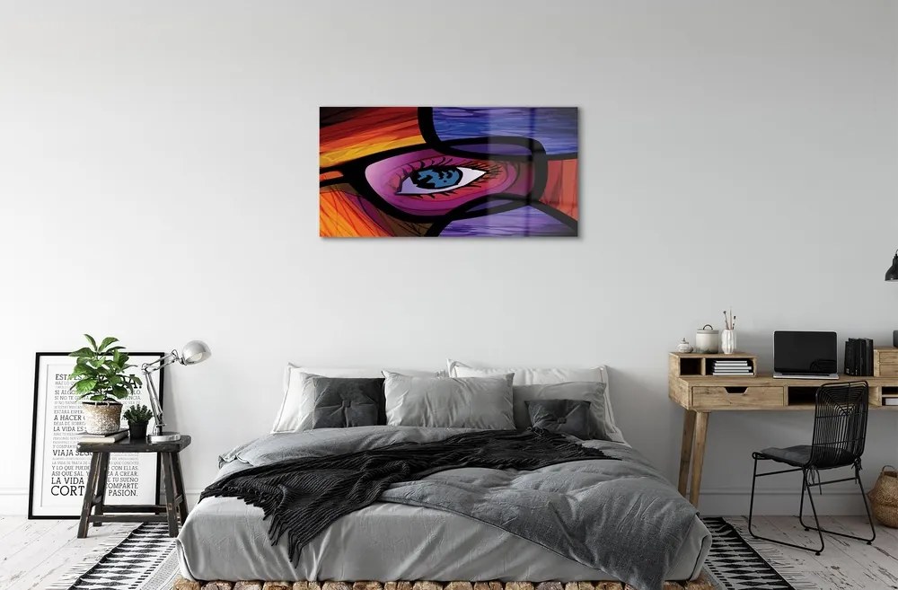 Obraz na skle eye image 125x50 cm